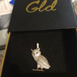 18k gold plated iced Owl pendant